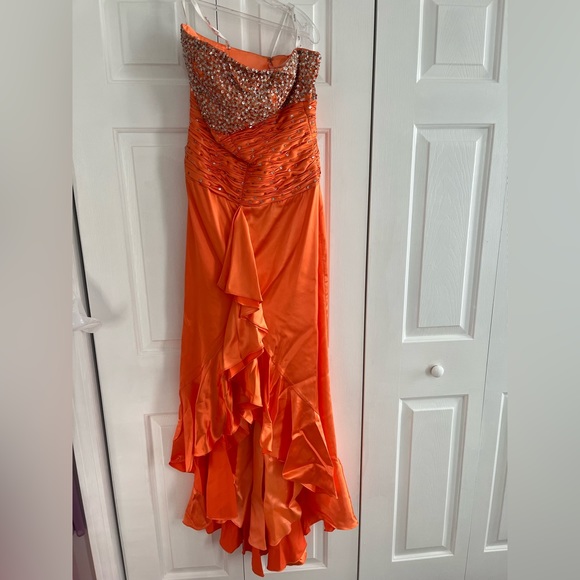 Strapless Orange Prom Dress - Size 10 - Picture 1 of 2